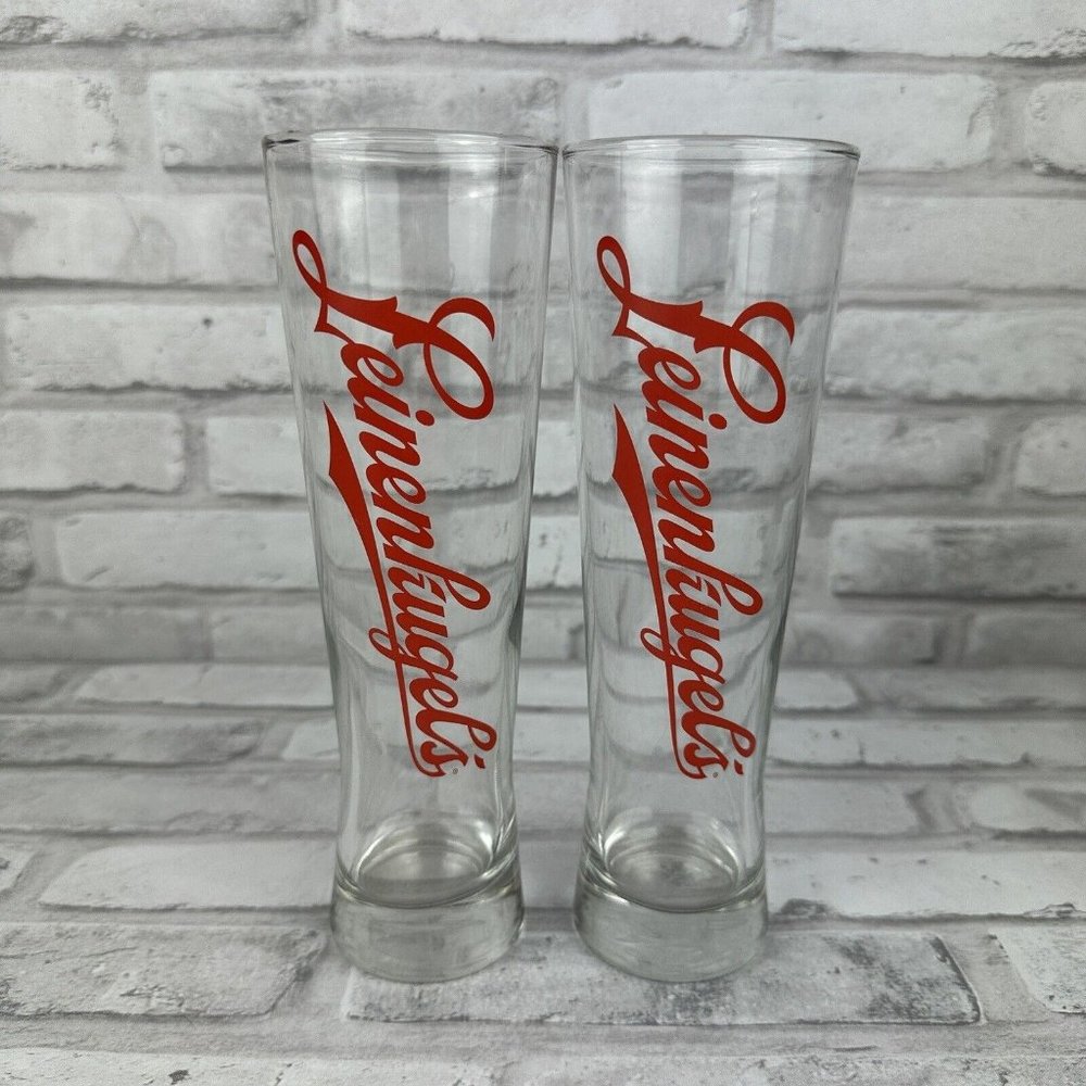 Leinenkugel’s Set of 2 16 oz Tall Pint Beer Glasses Red Logo